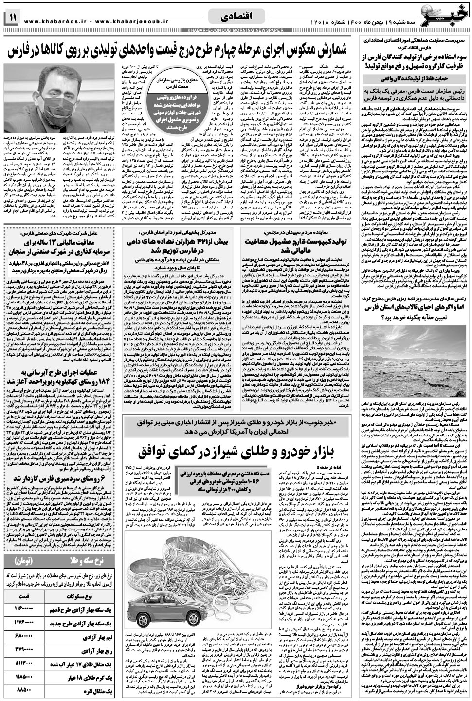 مشاهده صفحه ۱۱ روزنامه خبرجنوب تاریخ ۱۹ بهمن سال ۱۴۰۰