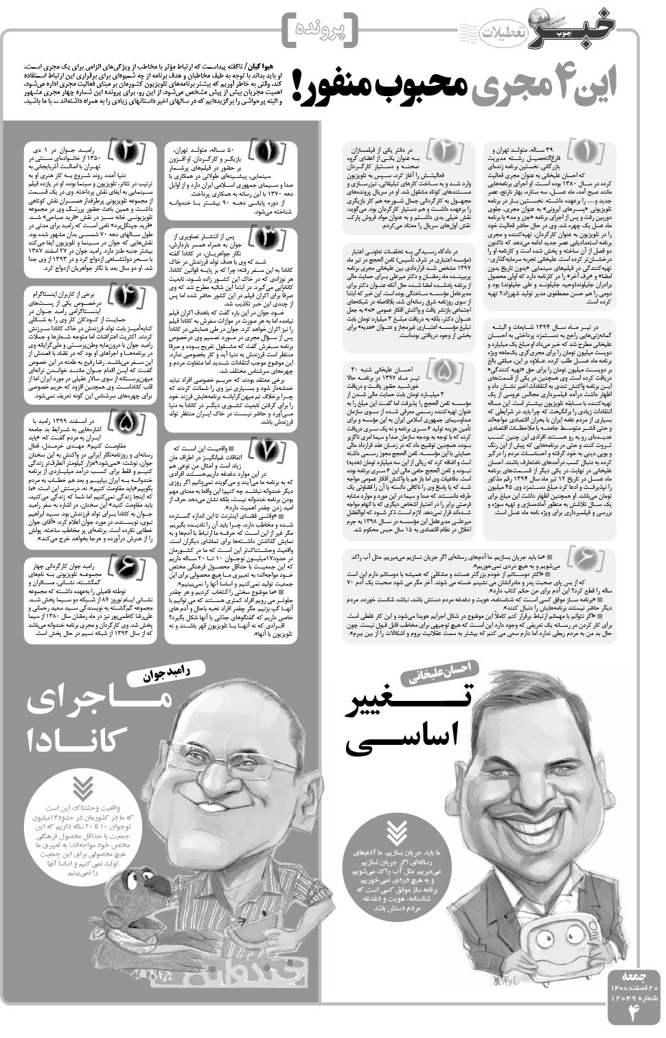 مشاهده صفحه ۴ روزنامه خبرجنوب تاریخ ۲۰ اسفند سال ۱۴۰۰