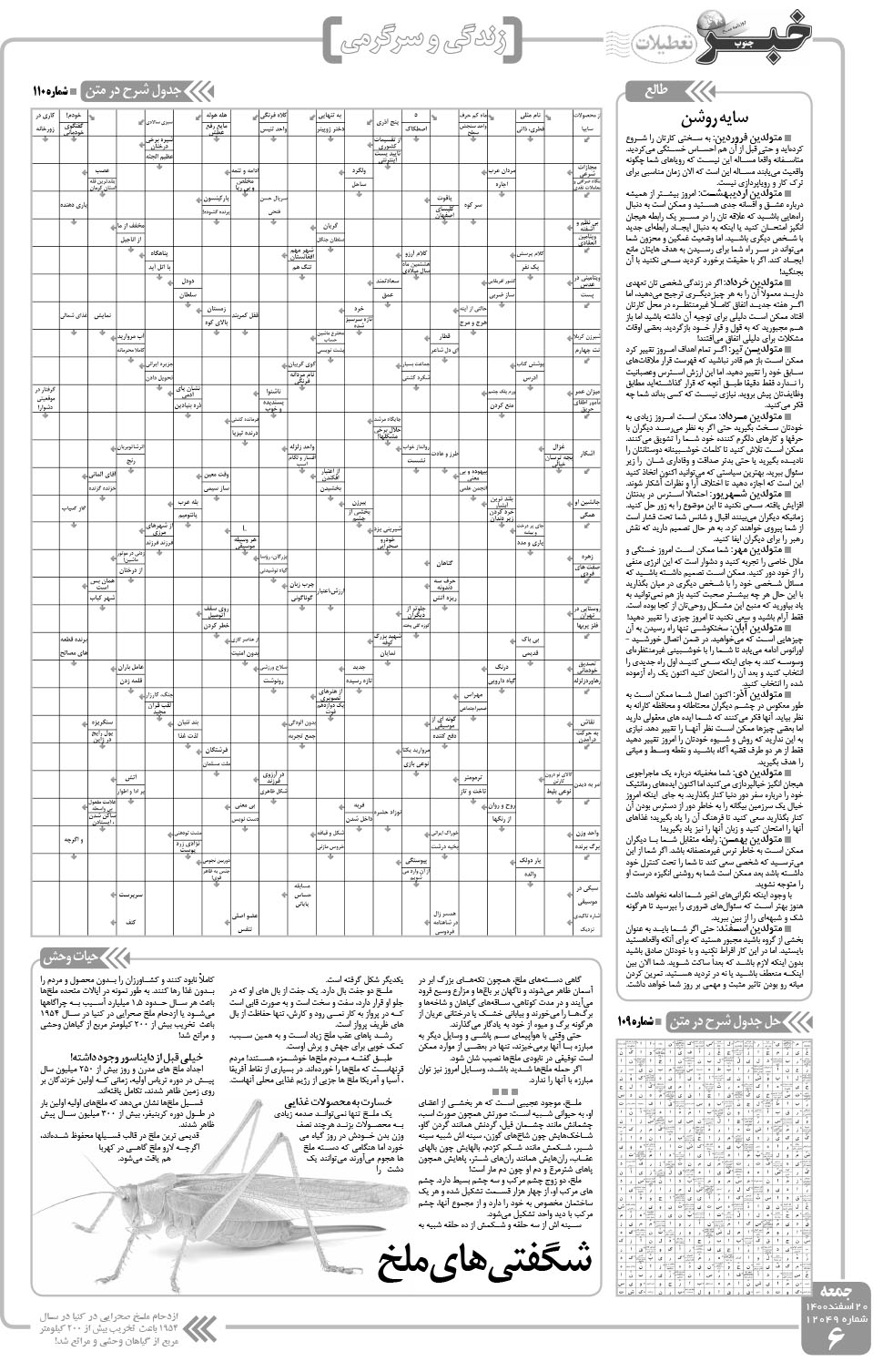 مشاهده صفحه ۶ روزنامه خبرجنوب تاریخ ۲۰ اسفند سال ۱۴۰۰