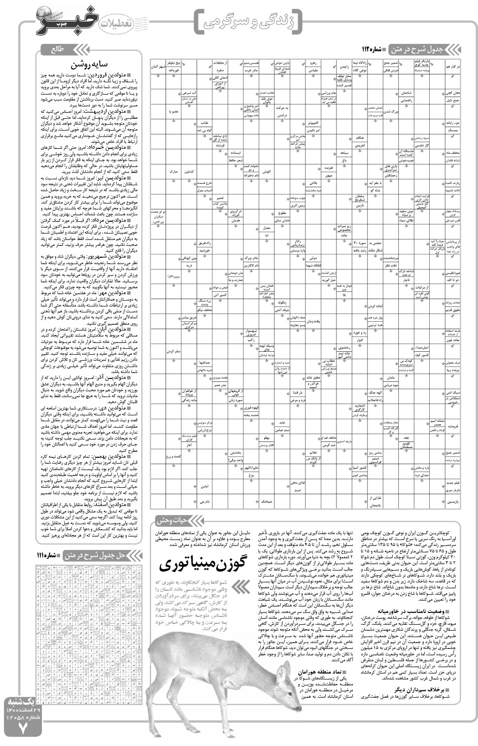 مشاهده صفحه ۷ روزنامه خبرجنوب تاریخ ۲۹ اسفند سال ۱۴۰۰