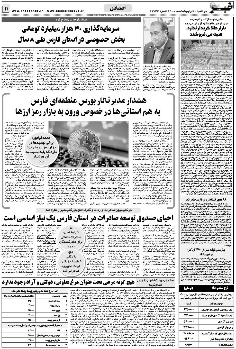 مشاهده صفحه ۱۱ روزنامه خبرجنوب تاریخ ۲۰  سال ۱۴۰۰