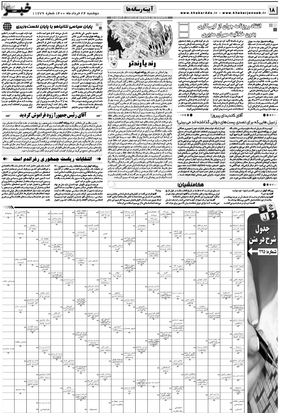 مشاهده صفحه ۱۸ روزنامه خبرجنوب تاریخ ۲۴  سال ۱۴۰۰