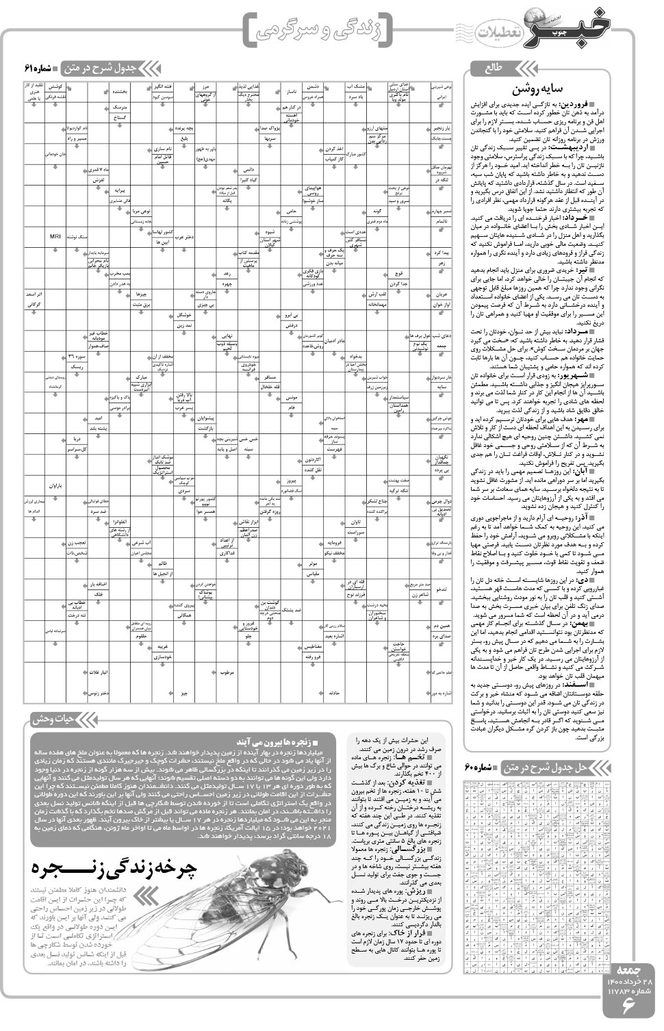 مشاهده صفحه ۶ روزنامه خبرجنوب تاریخ ۲۸  سال ۱۴۰۰