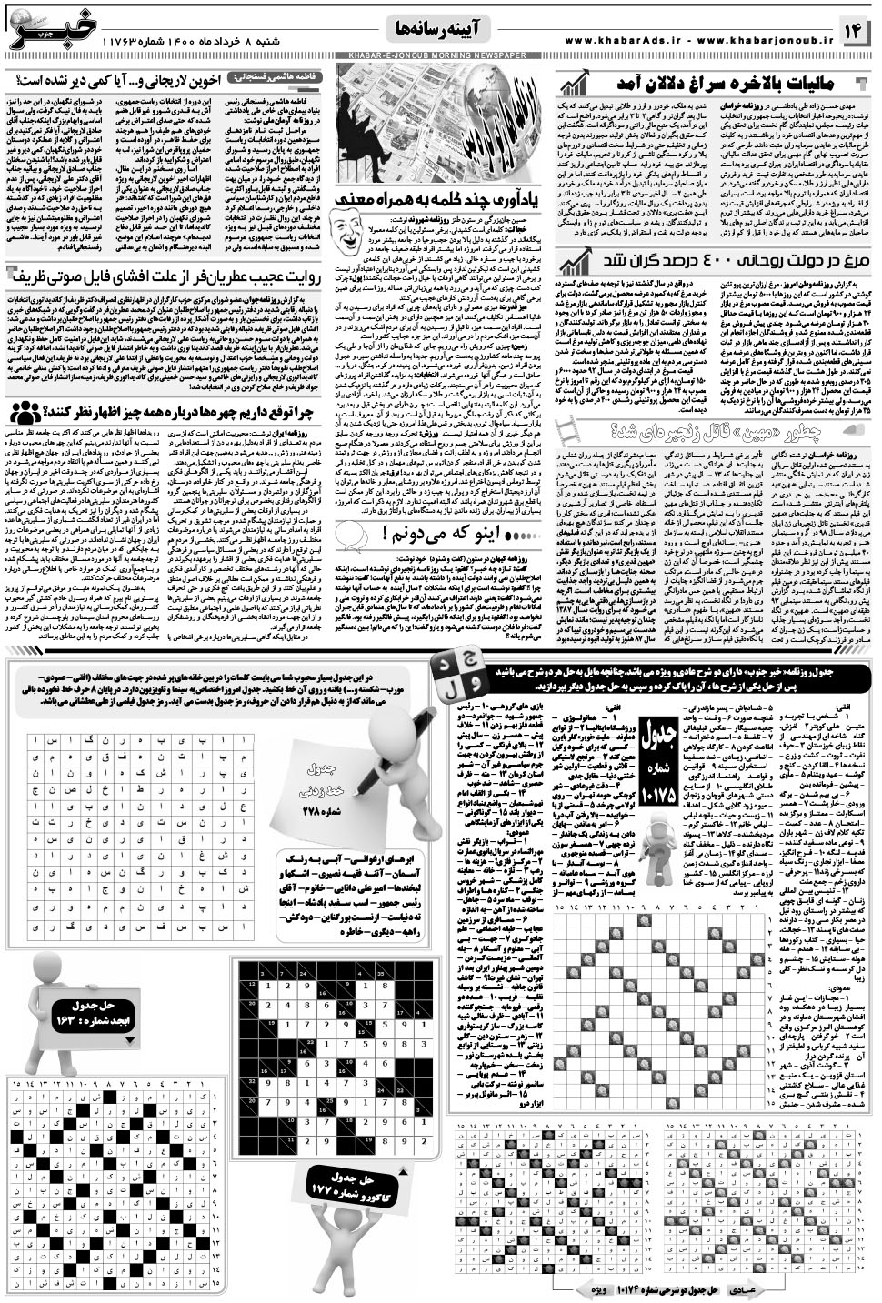 مشاهده صفحه ۱۴ روزنامه خبرجنوب تاریخ ۸  سال ۱۴۰۰