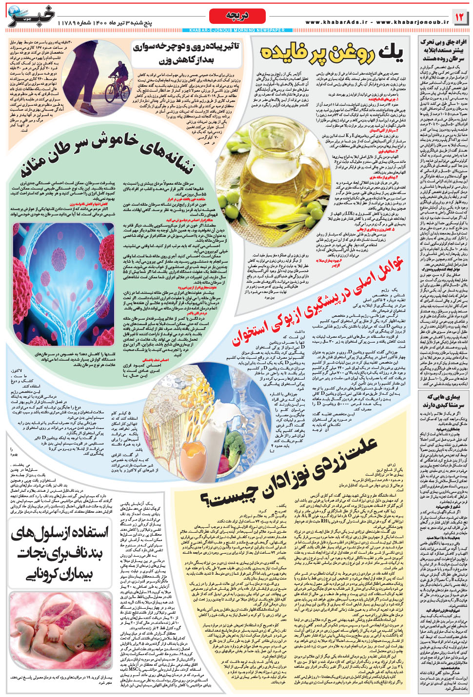 مشاهده صفحه ۱۲ روزنامه خبرجنوب تاریخ ۳  سال ۱۴۰۰