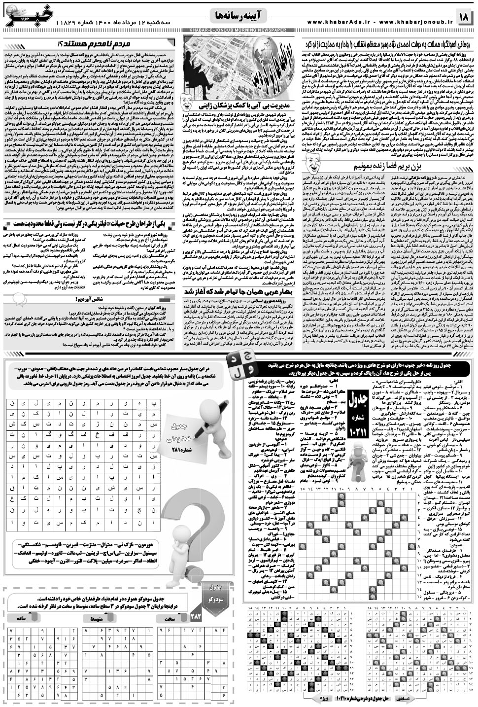 مشاهده صفحه ۱۸ روزنامه خبرجنوب تاریخ ۱۲  سال ۱۴۰۰
