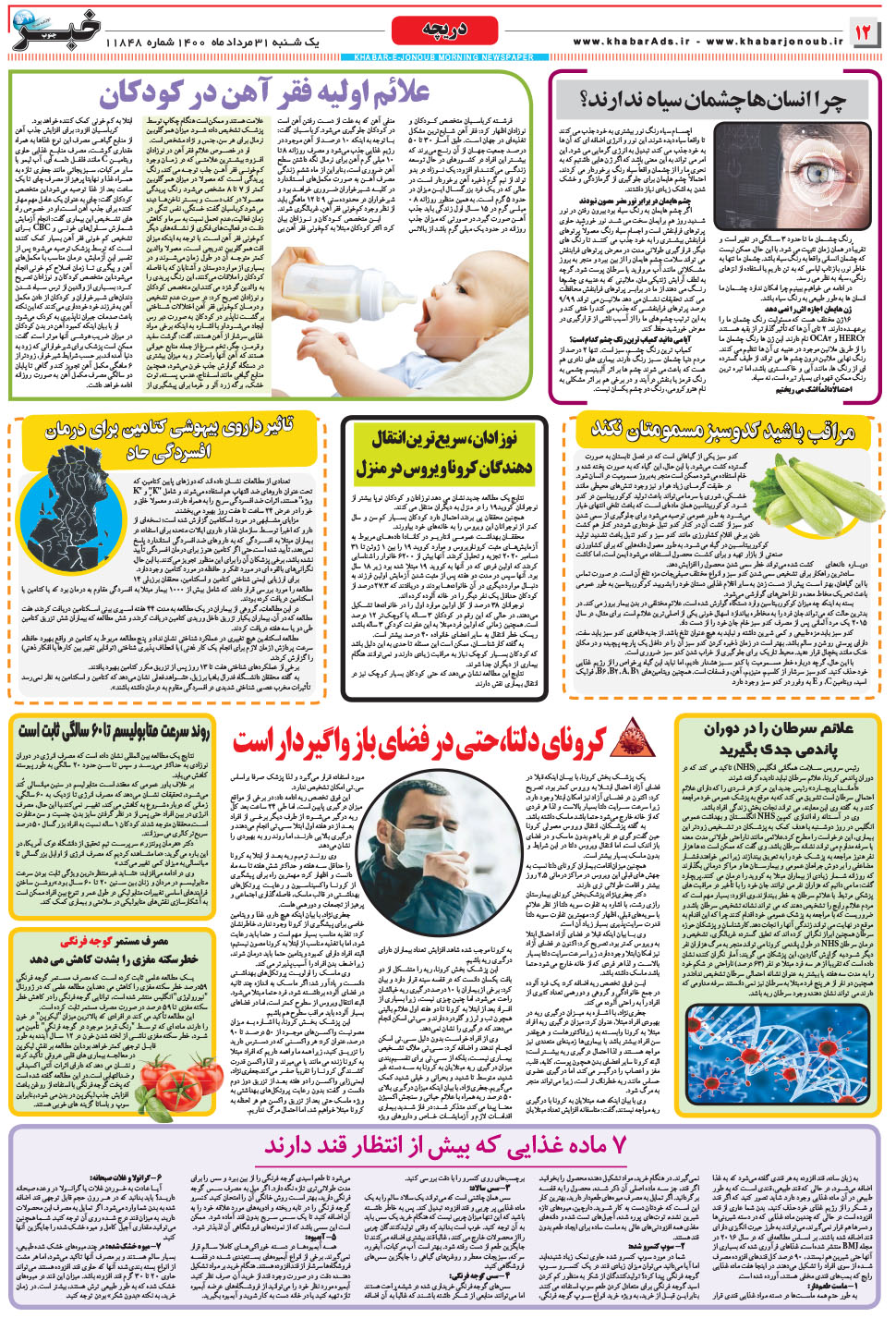 مشاهده صفحه ۱۲ روزنامه خبرجنوب تاریخ ۳۱  سال ۱۴۰۰