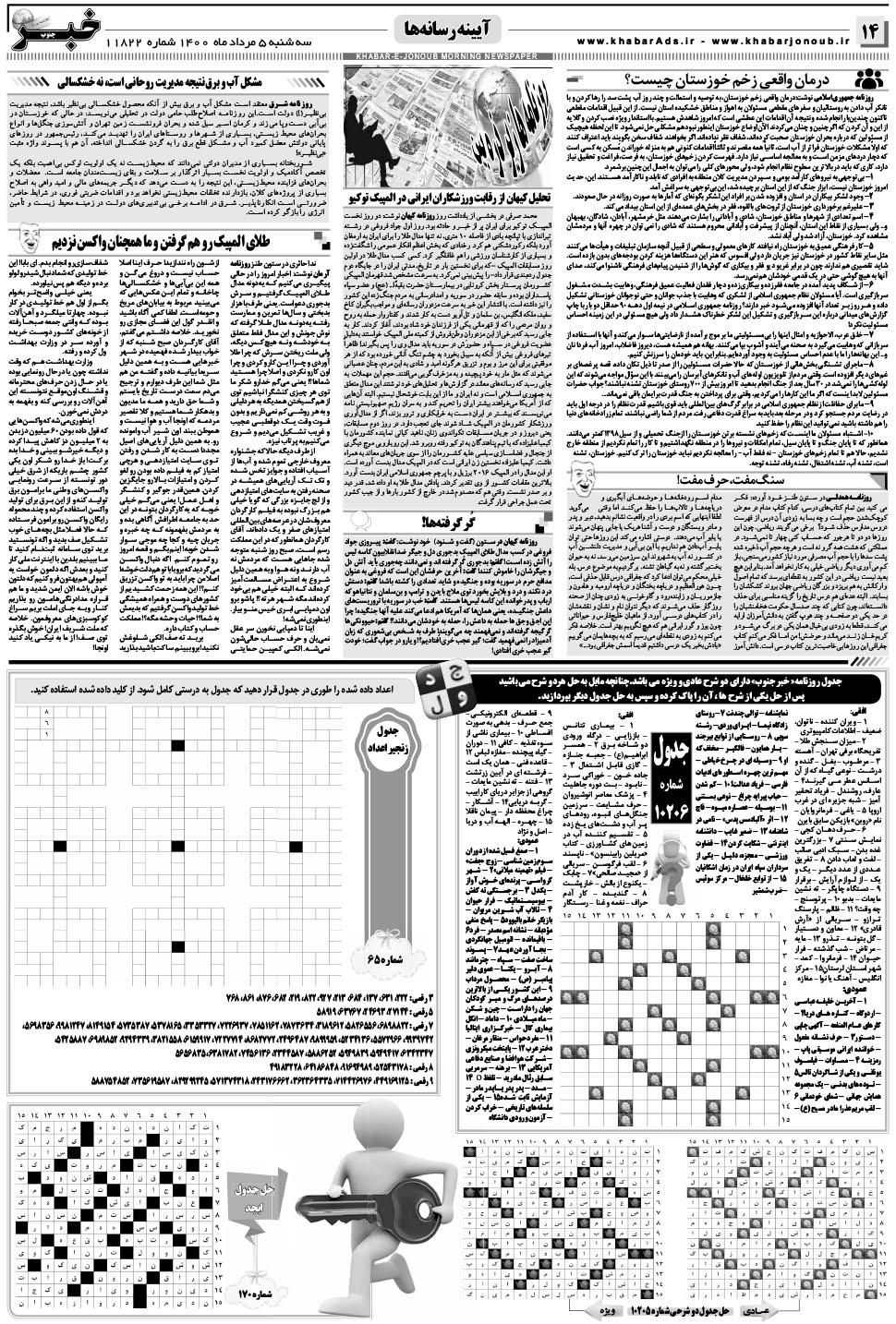 مشاهده صفحه ۱۴ روزنامه خبرجنوب تاریخ ۵  سال ۱۴۰۰