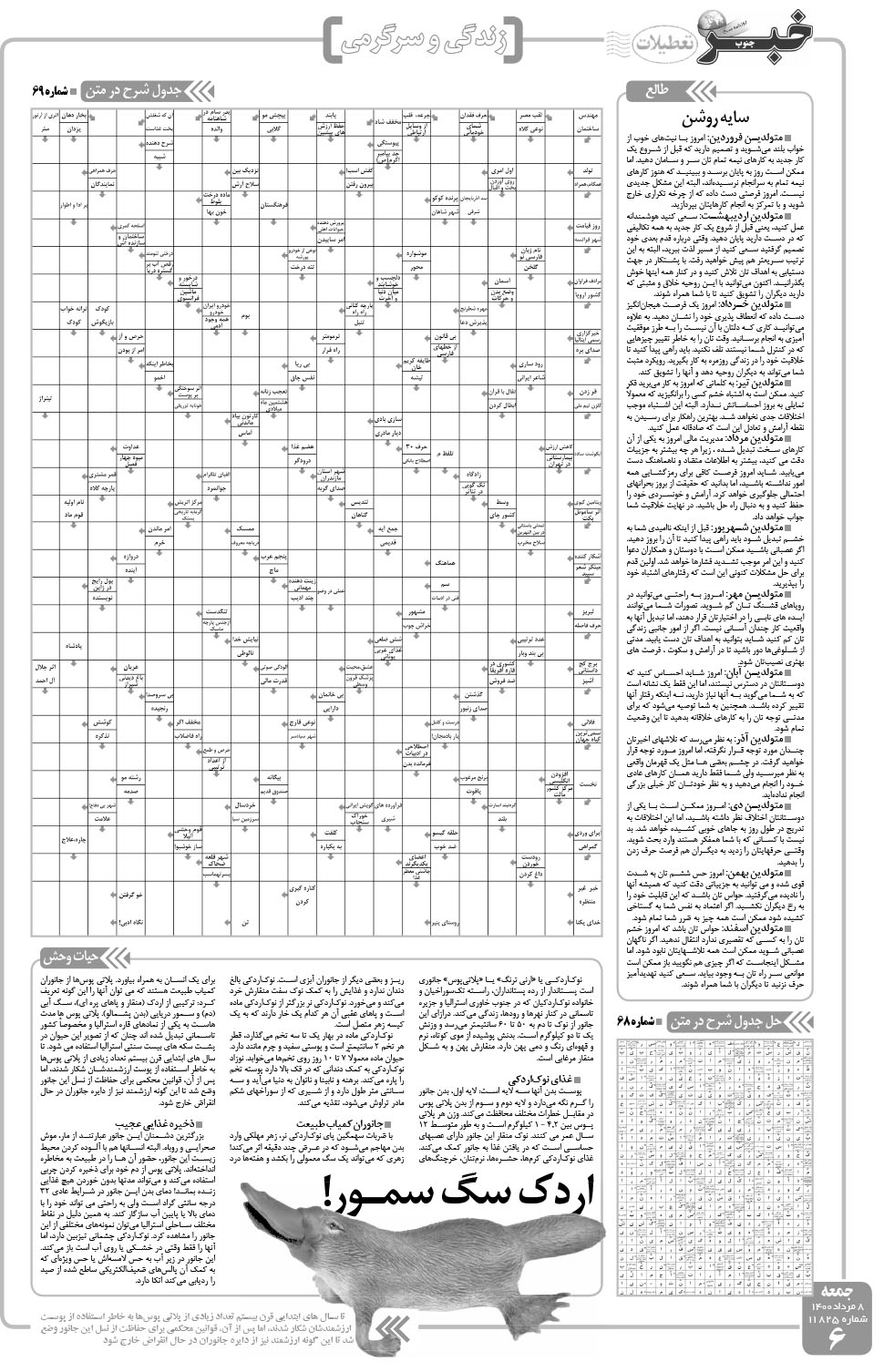 مشاهده صفحه ۶ روزنامه خبرجنوب تاریخ ۸  سال ۱۴۰۰