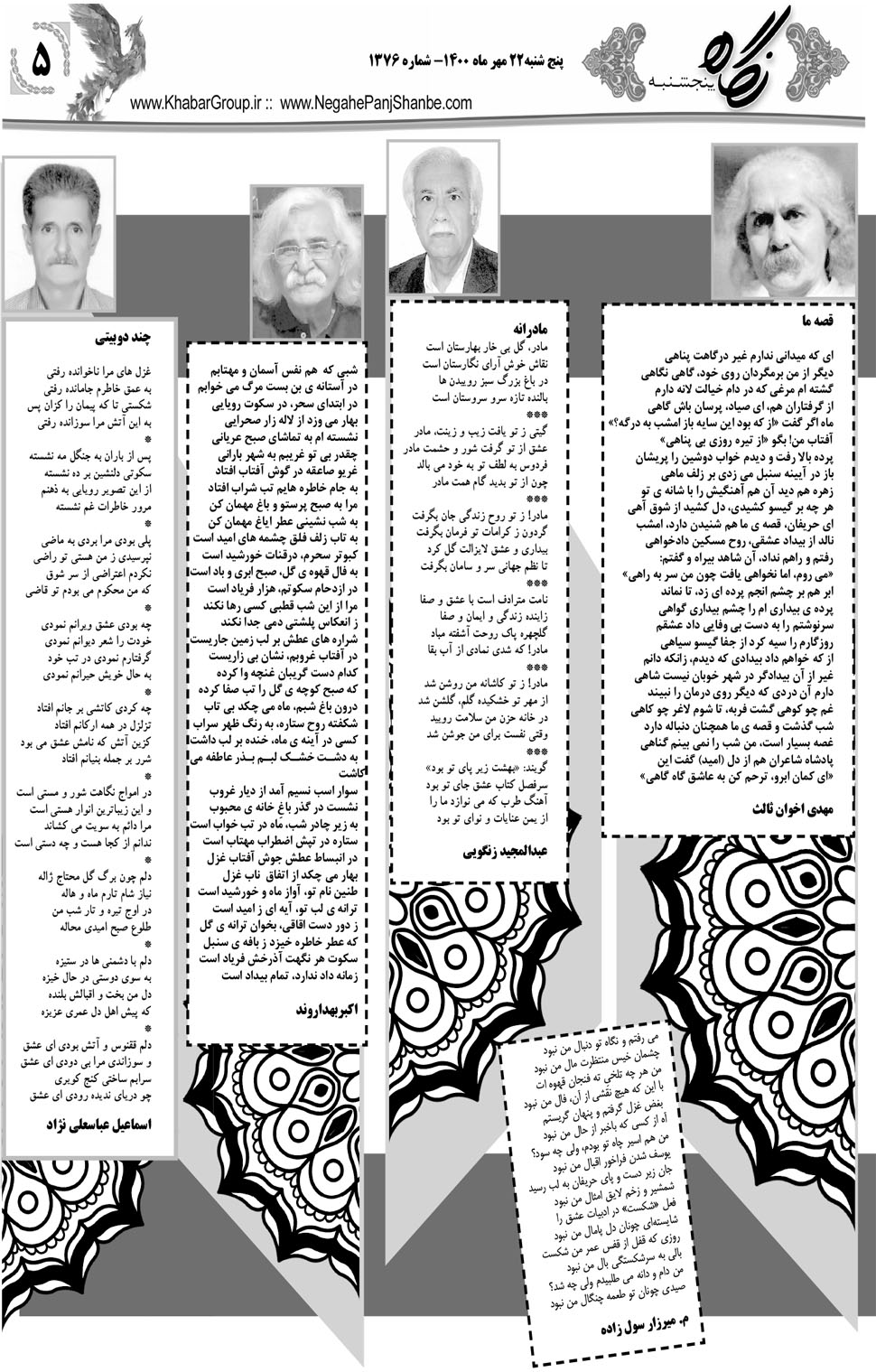 مشاهده صفحه ۲۱ روزنامه خبرجنوب تاریخ ۲۲  سال ۱۴۰۰