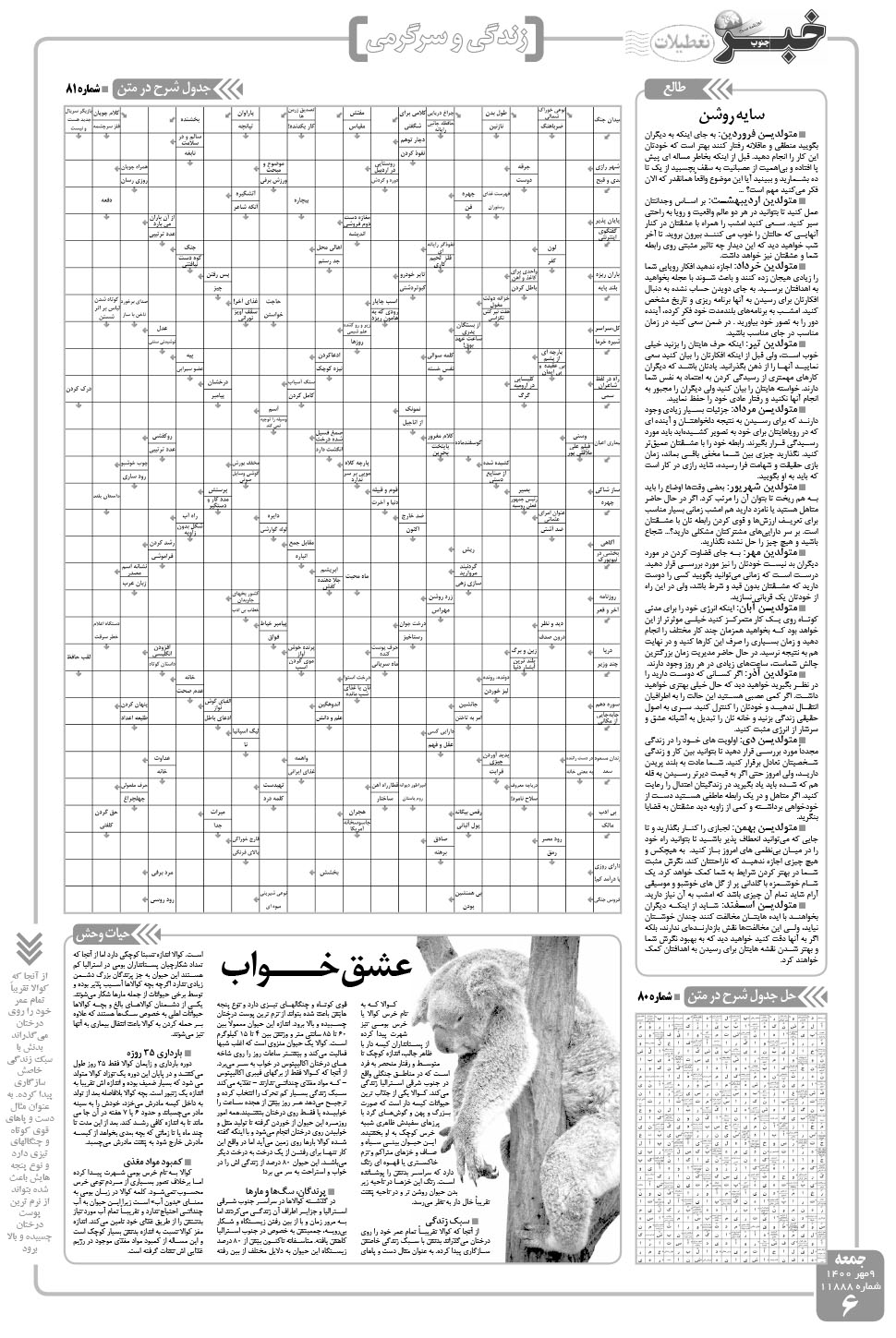 مشاهده صفحه ۶ روزنامه خبرجنوب تاریخ ۹  سال ۱۴۰۰