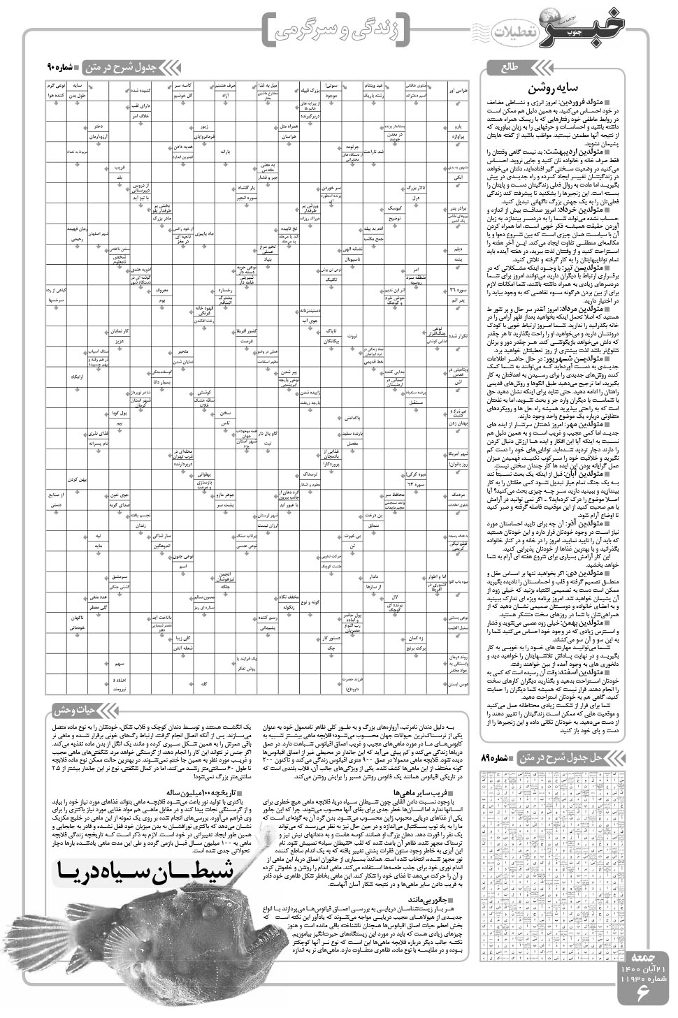 مشاهده صفحه ۶ روزنامه خبرجنوب تاریخ ۲۱  سال ۱۴۰۰