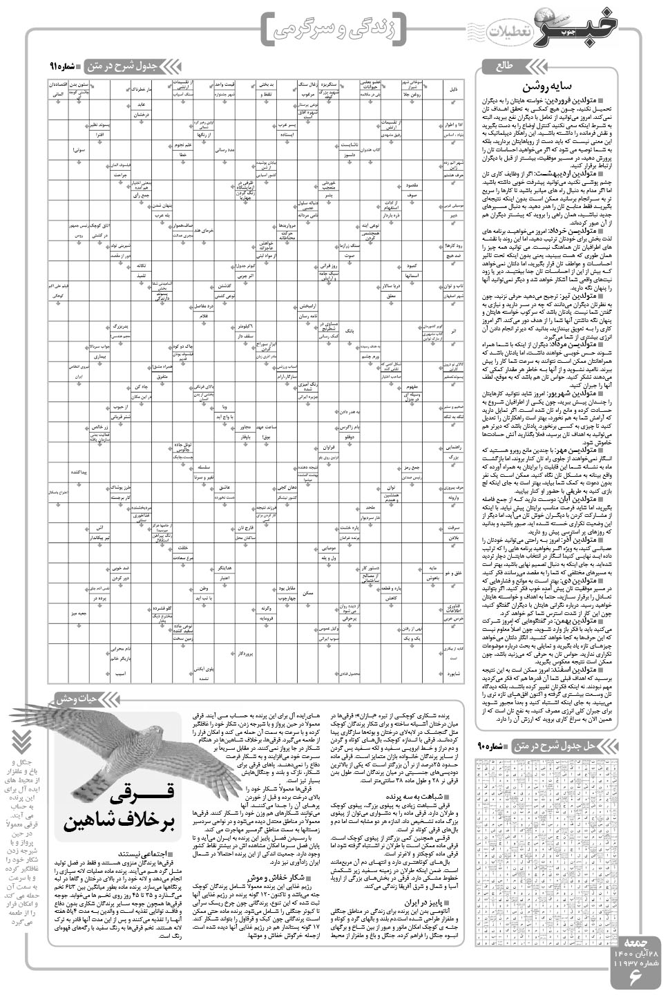 مشاهده صفحه ۶ روزنامه خبرجنوب تاریخ ۲۸  سال ۱۴۰۰