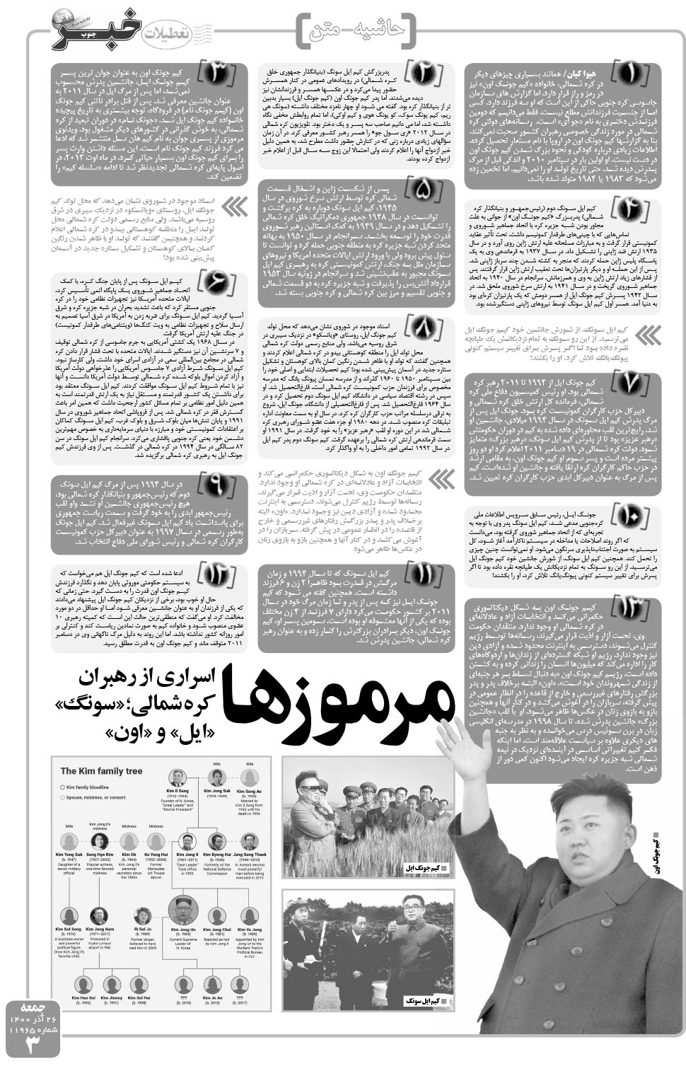 مشاهده صفحه ۳ روزنامه خبرجنوب تاریخ ۲۶  سال ۱۴۰۰