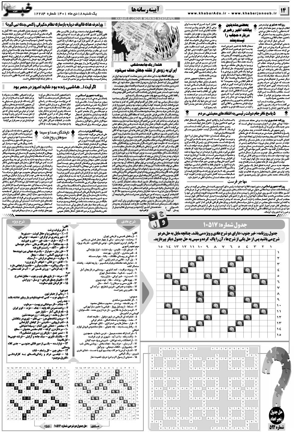 مشاهده صفحه ۱۴ روزنامه خبرجنوب تاریخ ۱۸ دی سال ۱۴۰۱