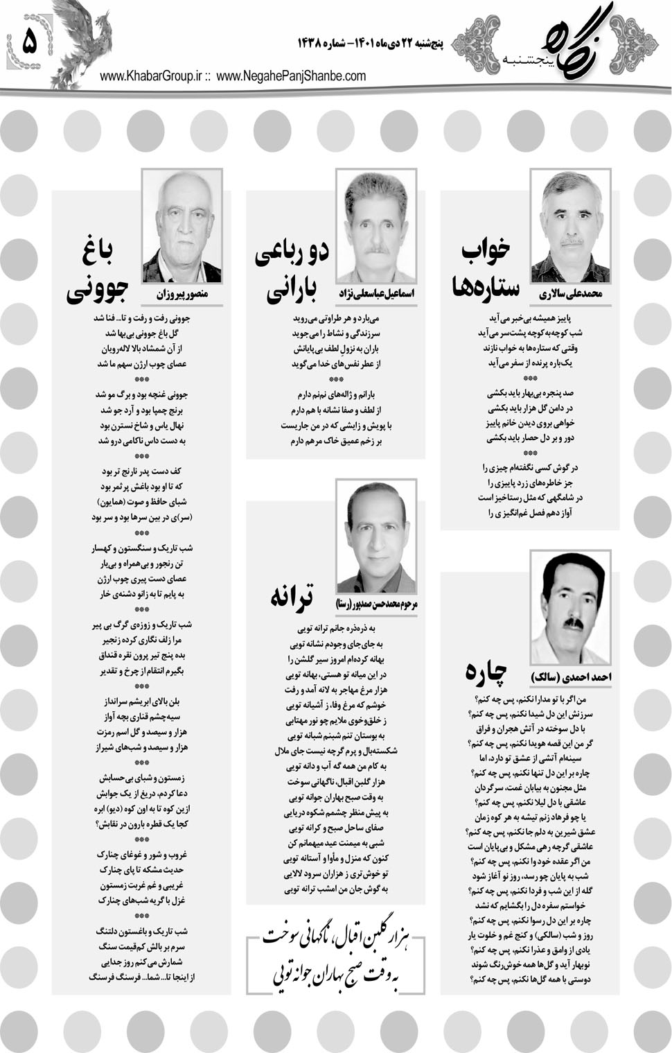 مشاهده صفحه ۲۱ روزنامه خبرجنوب تاریخ ۲۲ دی سال ۱۴۰۱