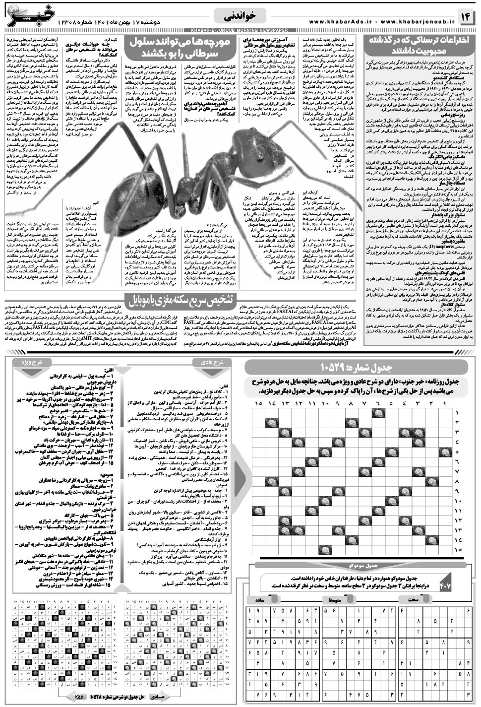 مشاهده صفحه ۱۴ روزنامه خبرجنوب تاریخ ۱۷ بهمن سال ۱۴۰۱