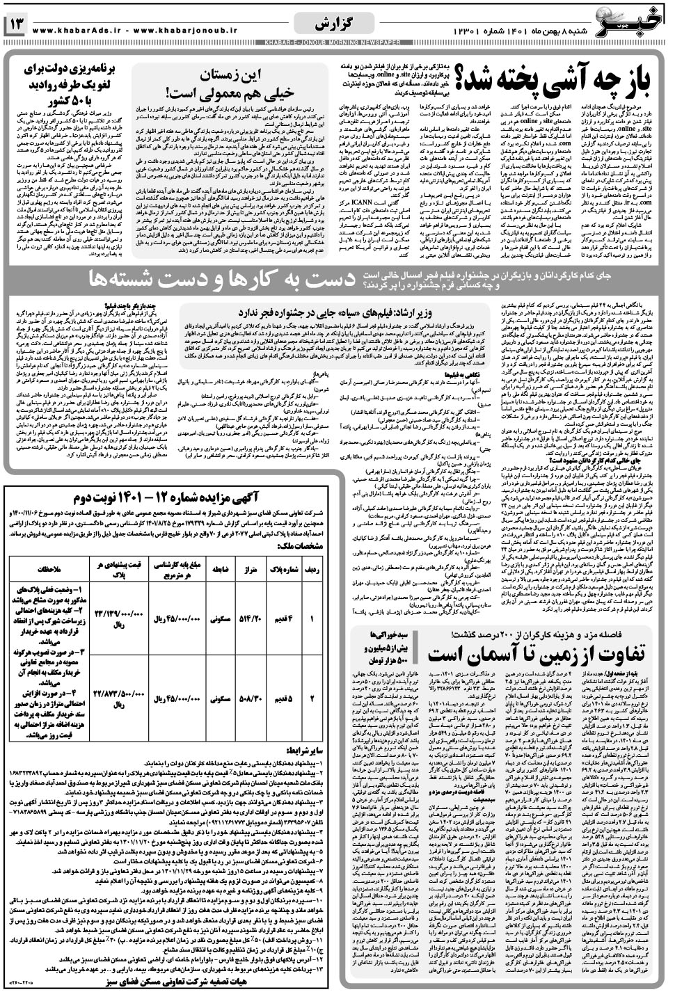 مشاهده صفحه ۱۳ روزنامه خبرجنوب تاریخ ۸ بهمن سال ۱۴۰۱