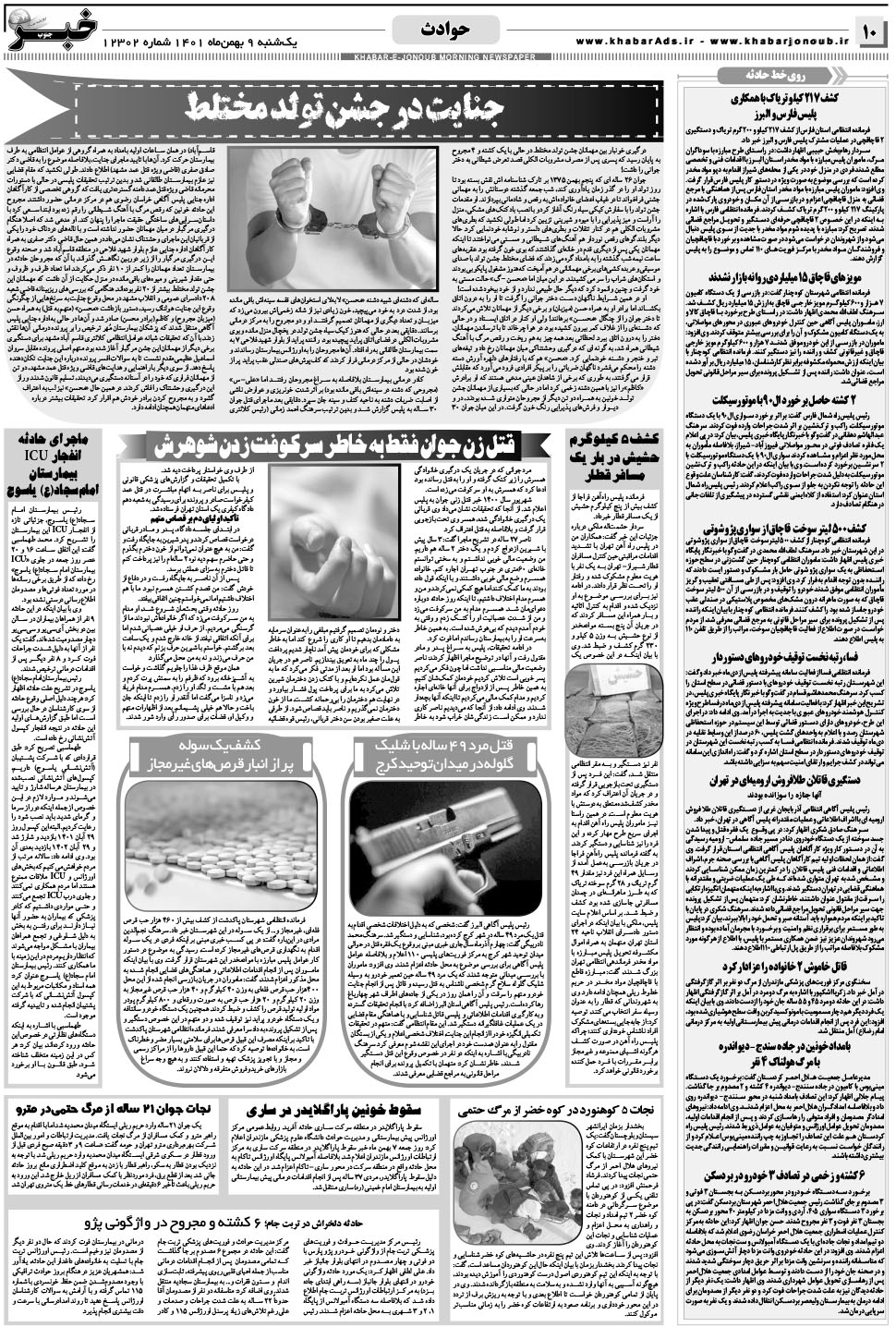 مشاهده صفحه ۱۰ روزنامه خبرجنوب تاریخ ۹ بهمن سال ۱۴۰۱