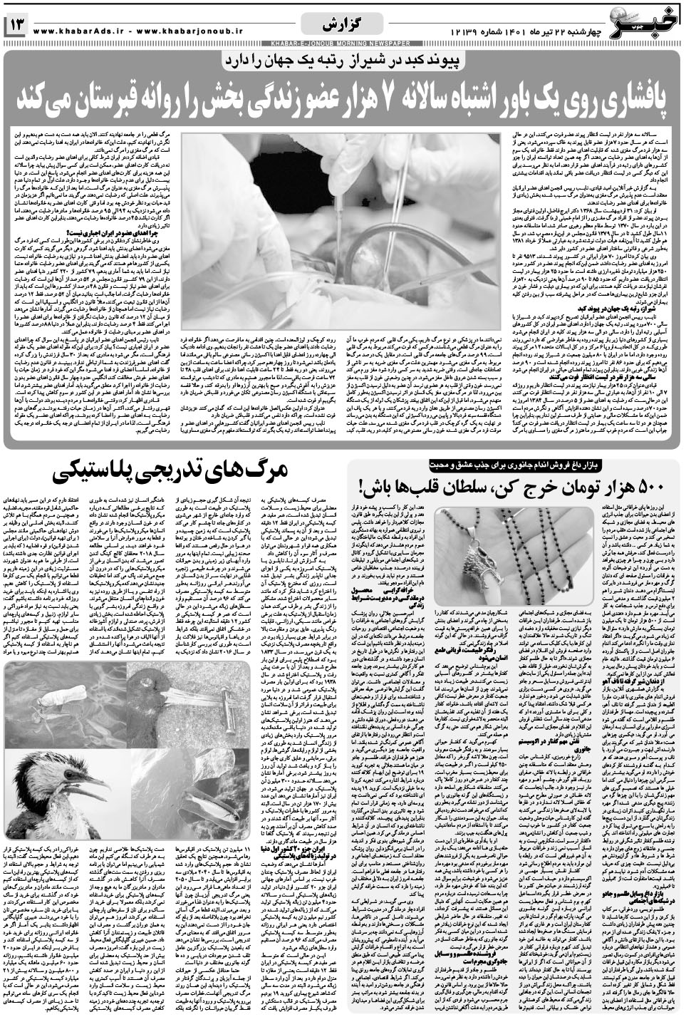 مشاهده صفحه ۱۳ روزنامه خبرجنوب تاریخ ۲۲  سال ۱۴۰۱