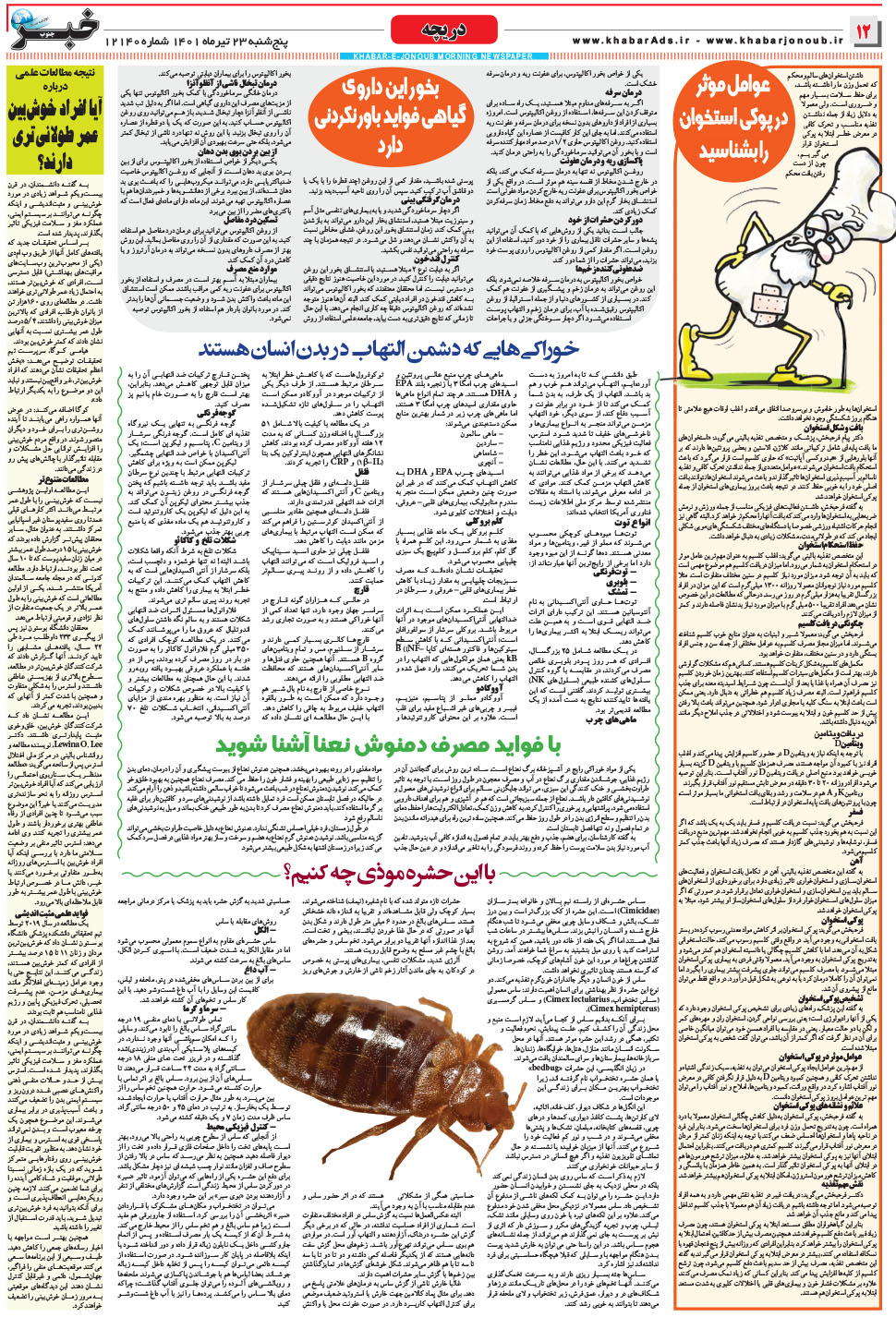 مشاهده صفحه ۱۲ روزنامه خبرجنوب تاریخ ۲۳  سال ۱۴۰۱