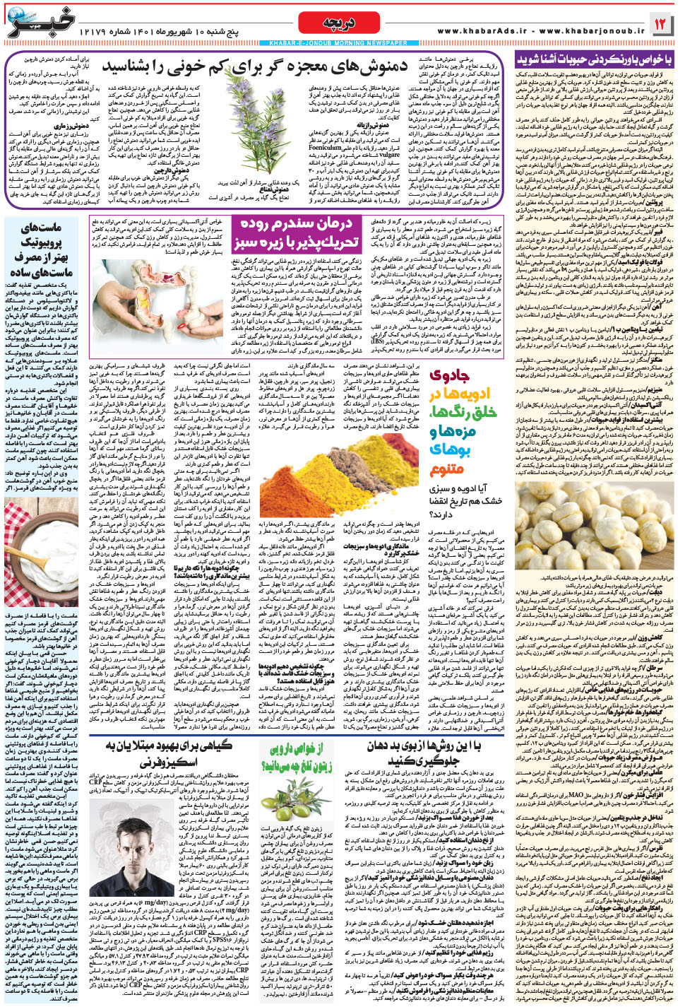 مشاهده صفحه ۱۲ روزنامه خبرجنوب تاریخ ۱۰  سال ۱۴۰۱
