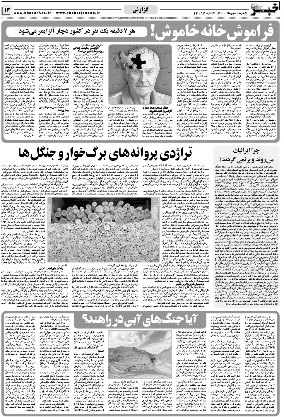 مشاهده صفحه ۱۳ روزنامه خبرجنوب تاریخ ۲  سال ۱۴۰۱