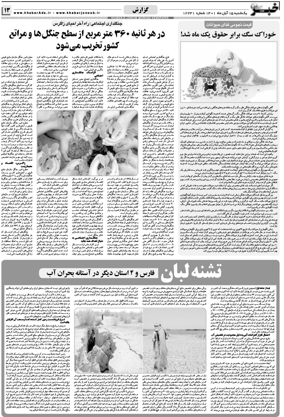مشاهده صفحه ۱۳ روزنامه خبرجنوب تاریخ ۱۵  سال ۱۴۰۱