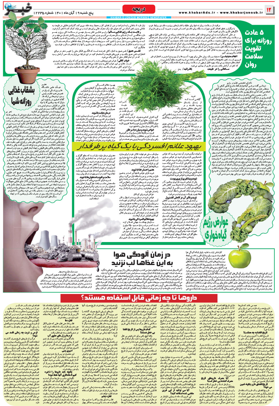 مشاهده صفحه ۱۲ روزنامه خبرجنوب تاریخ ۱۹  سال ۱۴۰۱