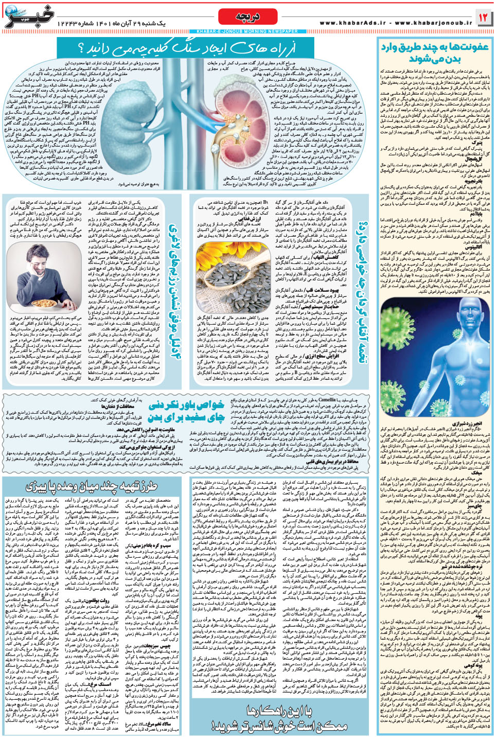 مشاهده صفحه ۱۲ روزنامه خبرجنوب تاریخ ۲۹  سال ۱۴۰۱