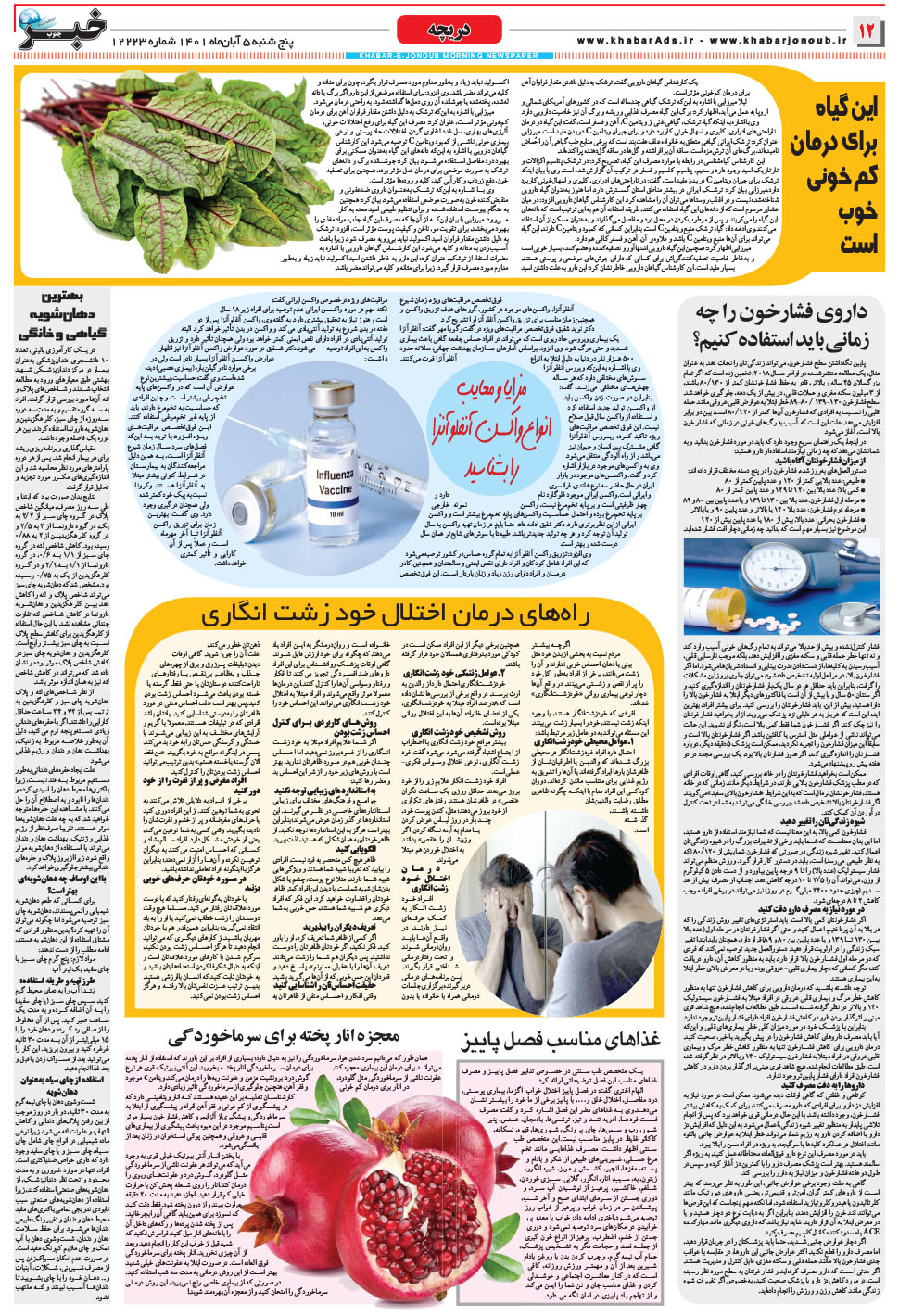 مشاهده صفحه ۱۲ روزنامه خبرجنوب تاریخ ۵  سال ۱۴۰۱