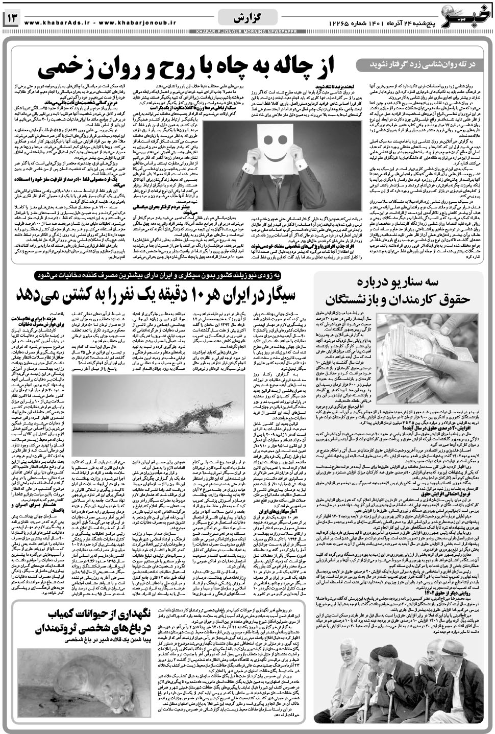مشاهده صفحه ۱۳ روزنامه خبرجنوب تاریخ ۲۴  سال ۱۴۰۱