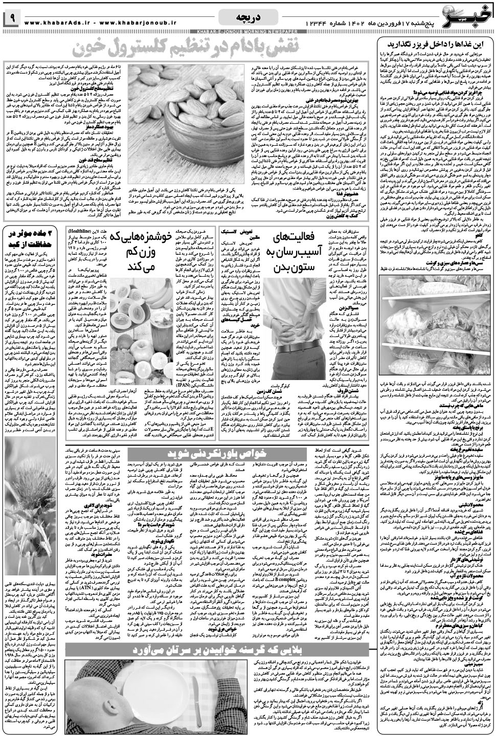 مشاهده صفحه ۹ روزنامه خبرجنوب تاریخ ۱۷  سال ۱۴۰۲