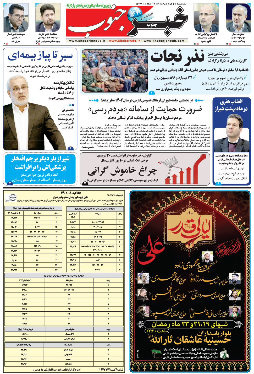 مشاهده صفحه ۵ روزنامه خبرجنوب تاریخ ۲۰  سال ۱۴۰۲