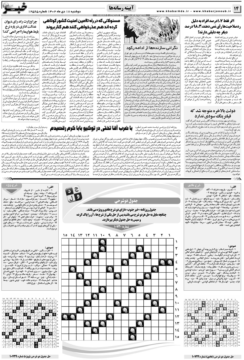 مشاهده صفحه ۱۴ روزنامه خبرجنوب تاریخ ۱۸ دی سال ۱۴۰۲