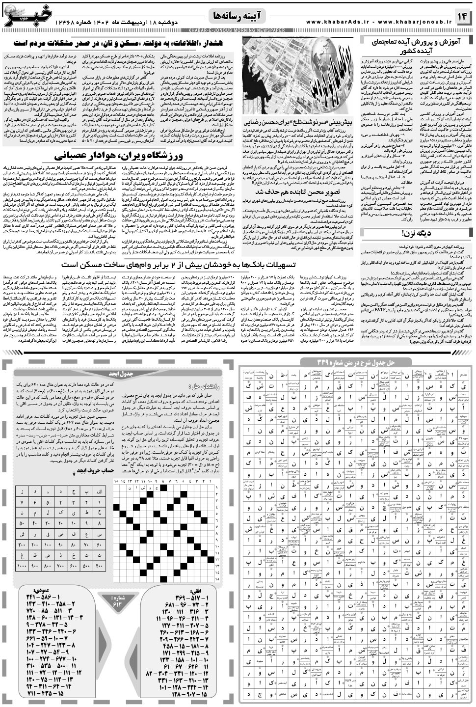 مشاهده صفحه ۱۴ روزنامه خبرجنوب تاریخ ۱۸  سال ۱۴۰۲