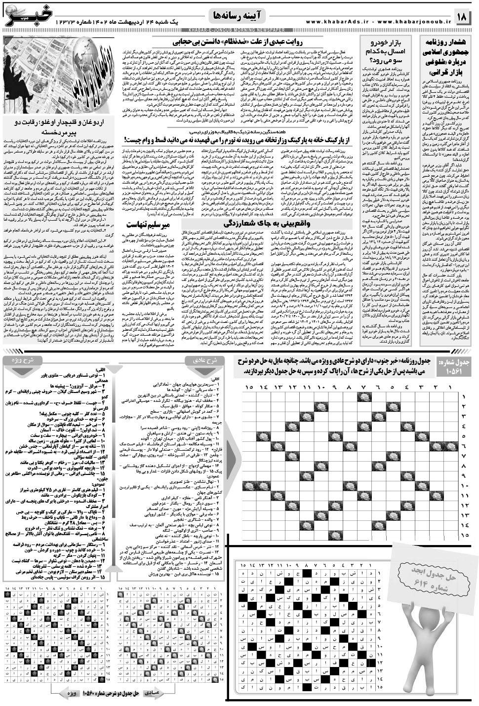 مشاهده صفحه ۱۸ روزنامه خبرجنوب تاریخ ۲۴  سال ۱۴۰۲