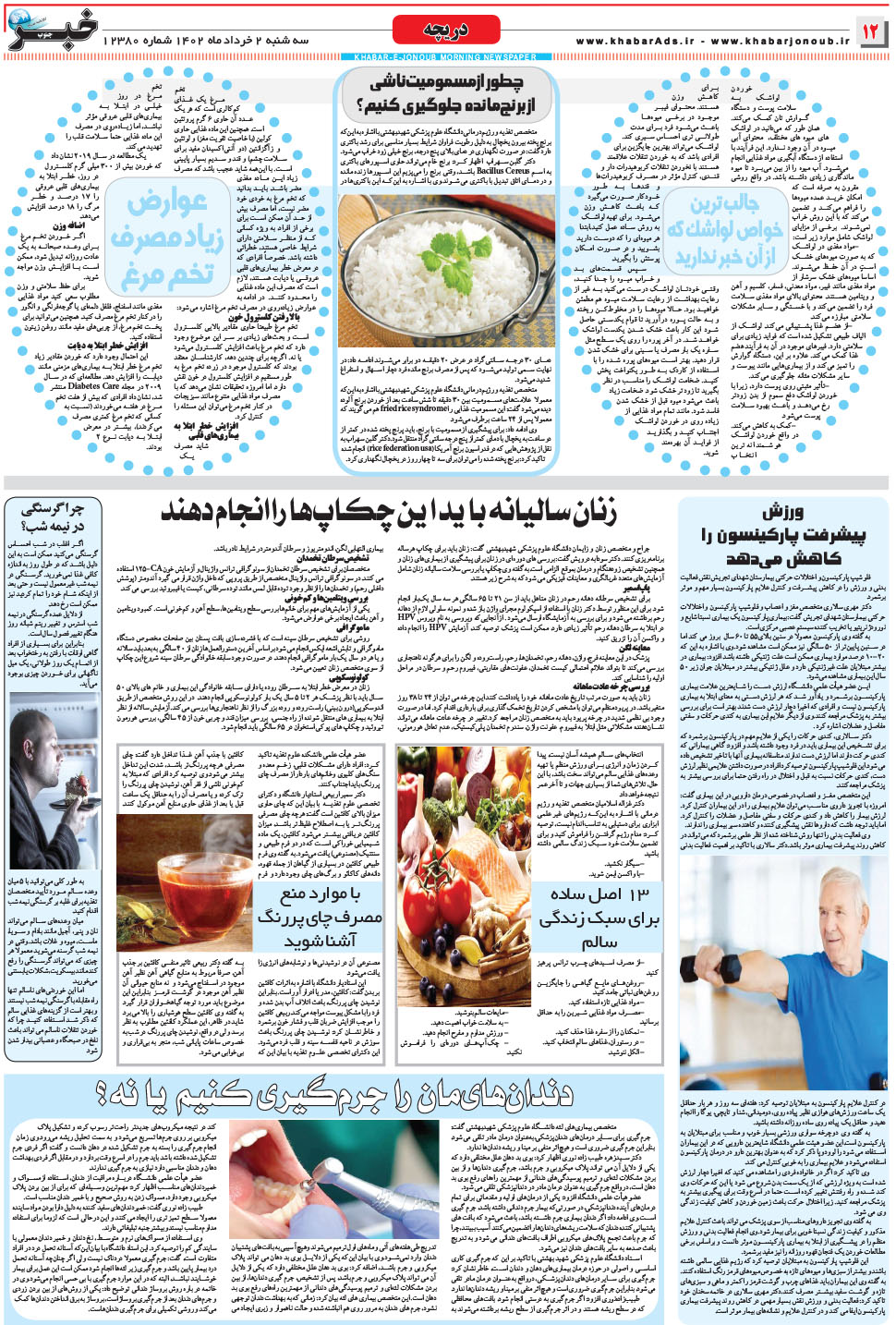 مشاهده صفحه ۱۲ روزنامه خبرجنوب تاریخ ۲  سال ۱۴۰۲