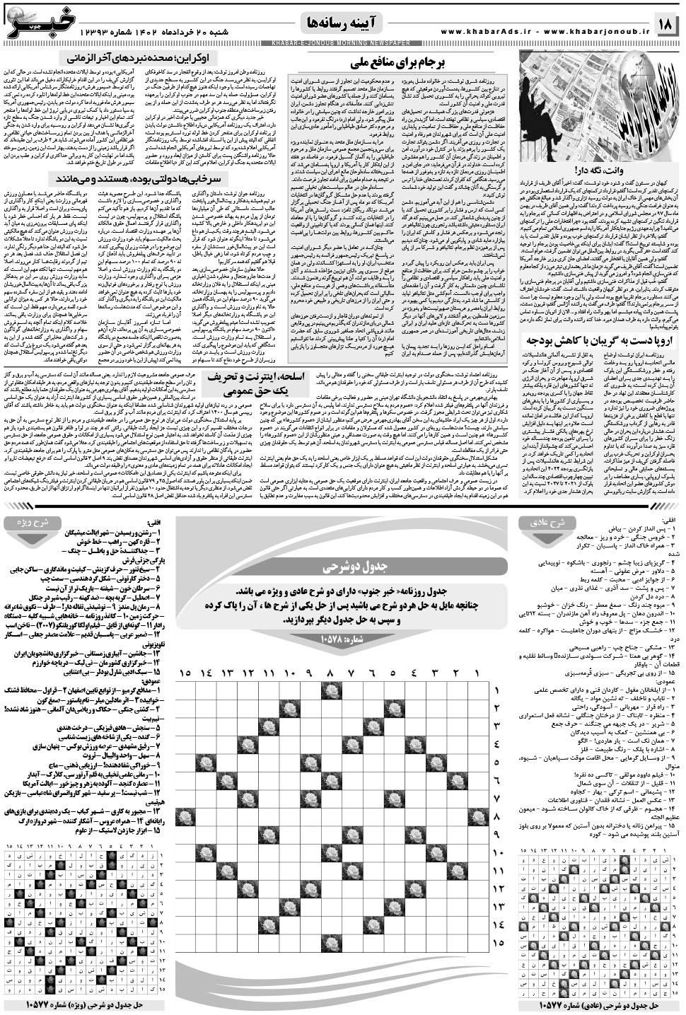مشاهده صفحه ۱۸ روزنامه خبرجنوب تاریخ ۲۰  سال ۱۴۰۲