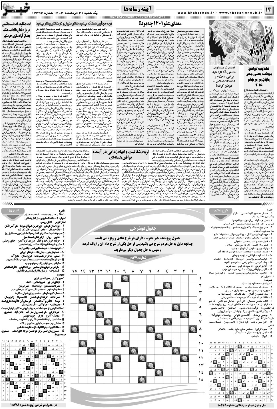مشاهده صفحه ۱۴ روزنامه خبرجنوب تاریخ ۲۱  سال ۱۴۰۲