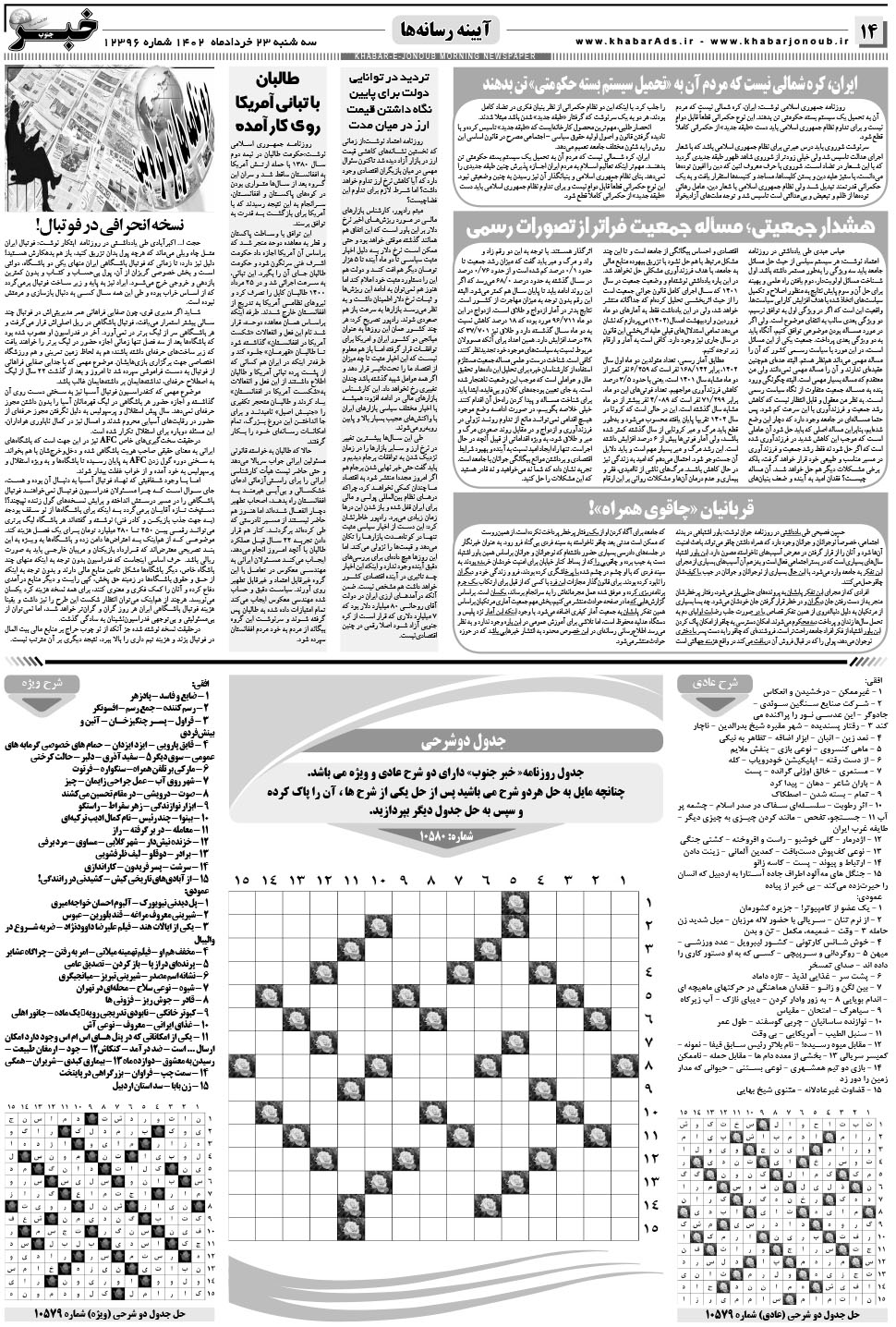 مشاهده صفحه ۱۴ روزنامه خبرجنوب تاریخ ۲۳  سال ۱۴۰۲