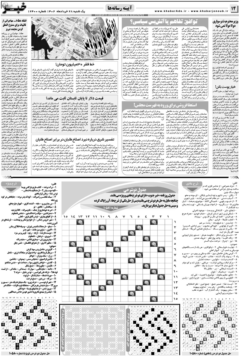 مشاهده صفحه ۱۴ روزنامه خبرجنوب تاریخ ۲۸  سال ۱۴۰۲