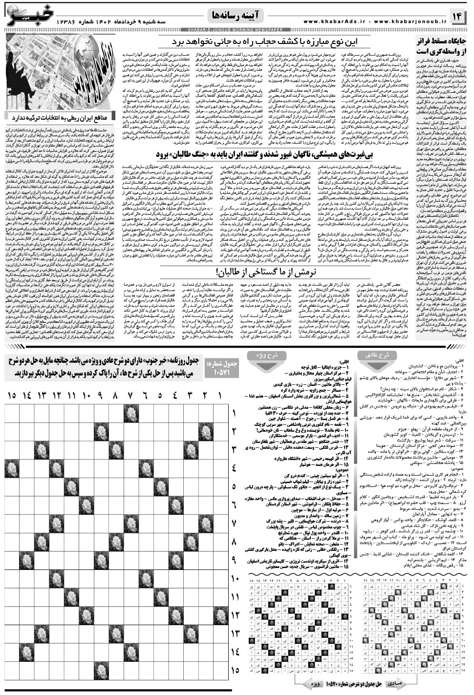 مشاهده صفحه ۱۴ روزنامه خبرجنوب تاریخ ۹  سال ۱۴۰۲