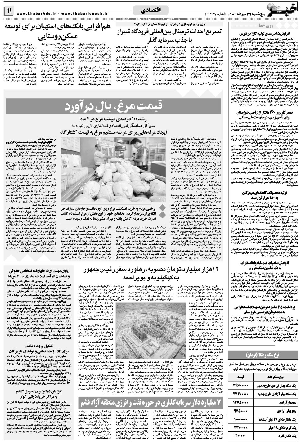 مشاهده صفحه ۱۱ روزنامه خبرجنوب تاریخ ۲۹  سال ۱۴۰۲