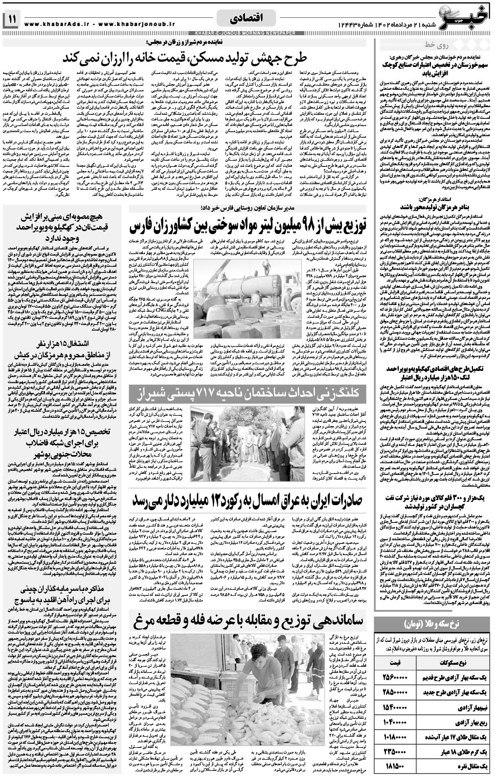مشاهده صفحه ۱۱ روزنامه خبرجنوب تاریخ ۲۱  سال ۱۴۰۲