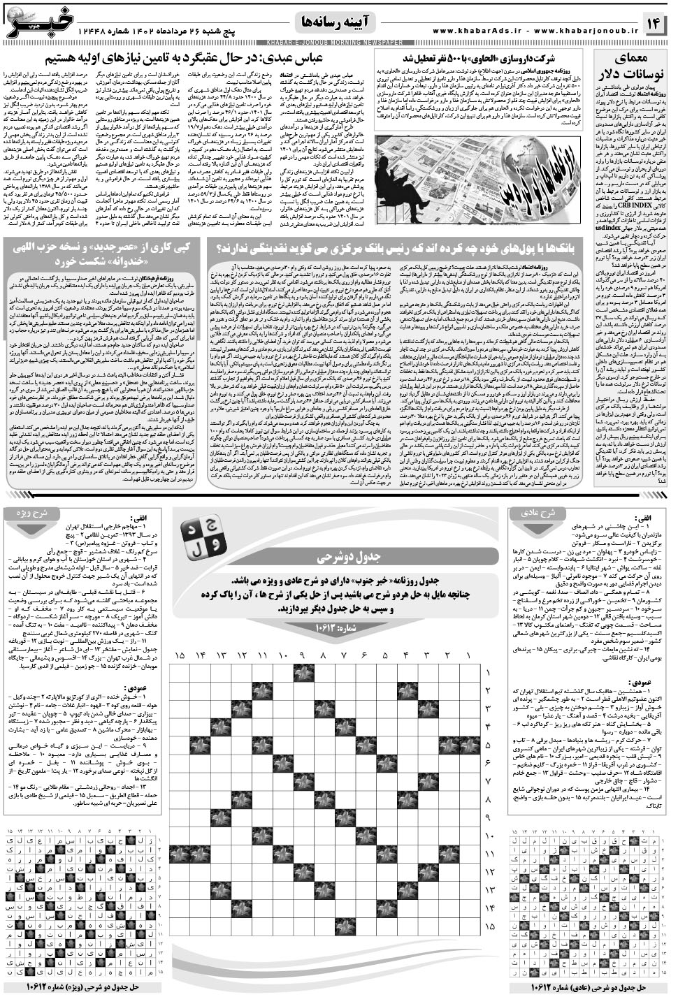 مشاهده صفحه ۱۴ روزنامه خبرجنوب تاریخ ۲۶  سال ۱۴۰۲