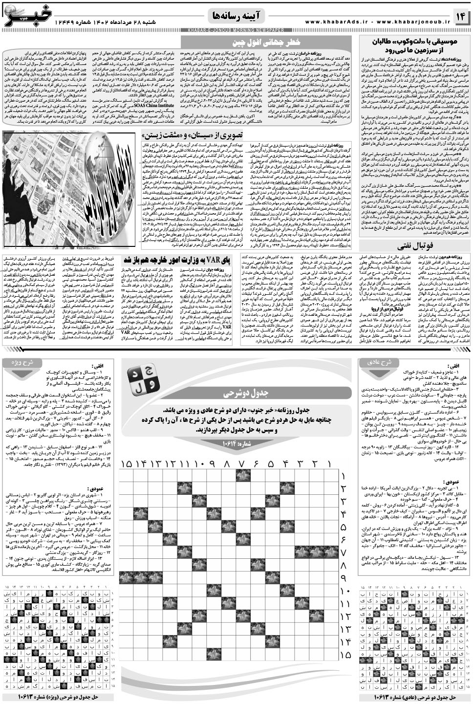 مشاهده صفحه ۱۴ روزنامه خبرجنوب تاریخ ۲۸  سال ۱۴۰۲