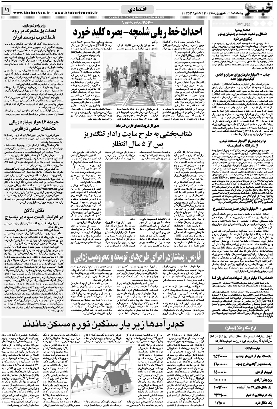 مشاهده صفحه ۱۱ روزنامه خبرجنوب تاریخ ۱۲  سال ۱۴۰۲