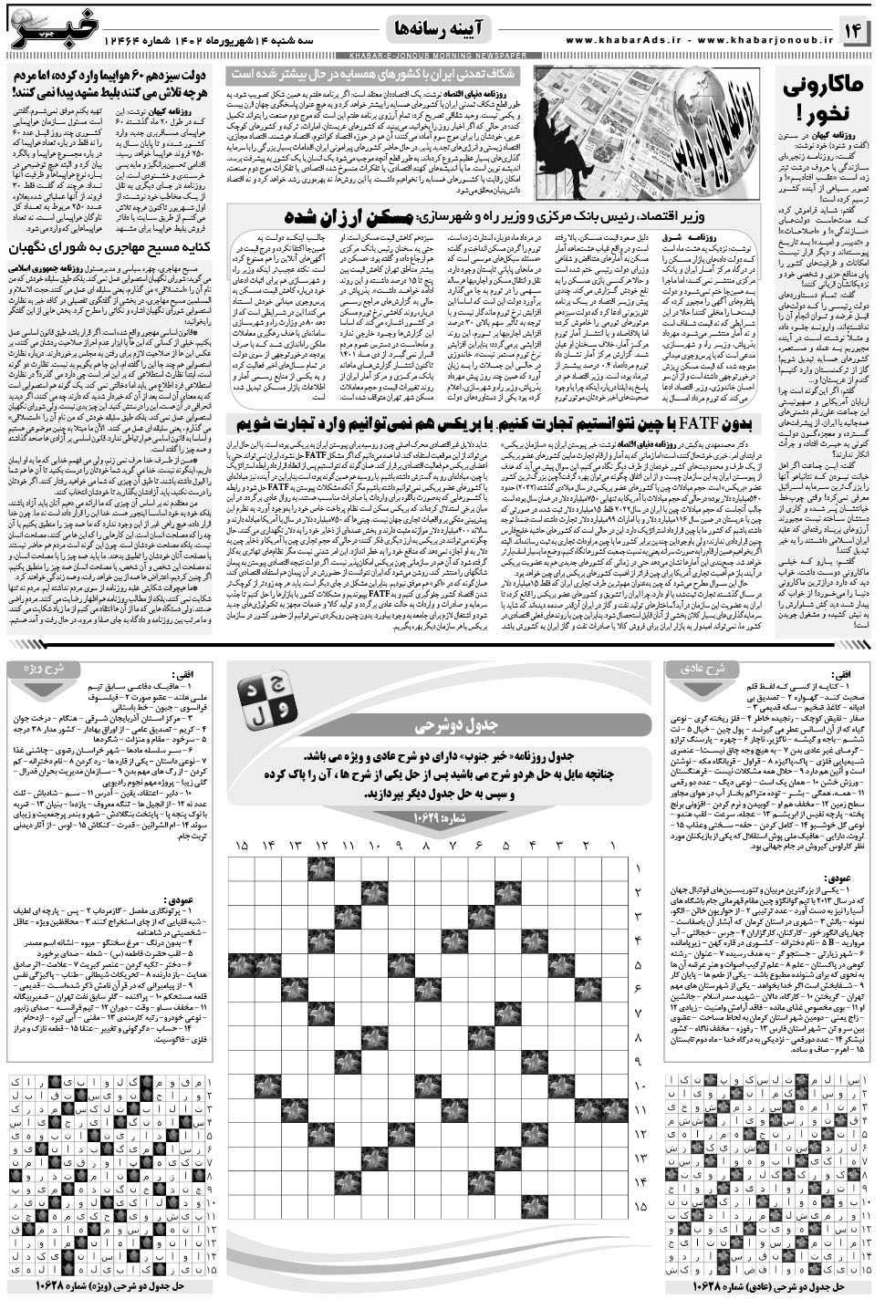 مشاهده صفحه ۱۴ روزنامه خبرجنوب تاریخ ۱۴  سال ۱۴۰۲