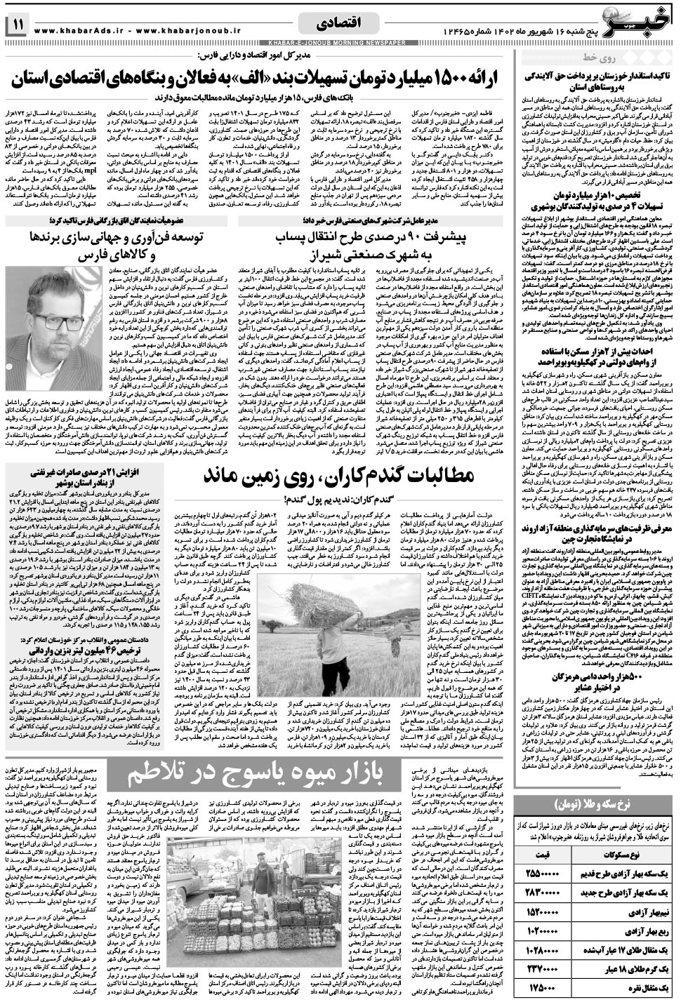 مشاهده صفحه ۱۱ روزنامه خبرجنوب تاریخ ۱۶  سال ۱۴۰۲